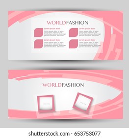 Flyer banner or web header template set. Vector illustration promotion design background. Orange color.
