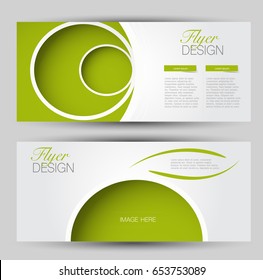Flyer banner or web header template set. Vector illustration promotion design background. Green color.
