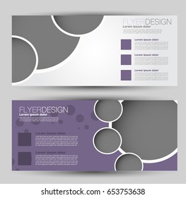 Flyer banner or web header template set. Vector illustration promotion design background. Purple color.