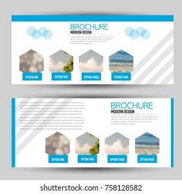 Flyer banner or web header template set. Vector illustration promotion design background. Blue color.