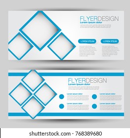 Flyer Banner Or Web Header Template Set. Vector Illustration Promotion Design Background. Blue Color.