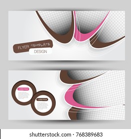 Flyer Banner Or Web Header Template Set. Vector Illustration Promotion Design Background. Pink And Brown Color.