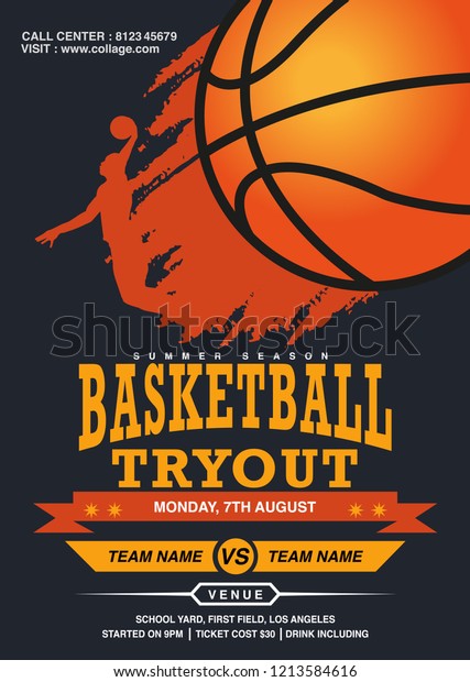 Flyer Basketball Match Tryout Stock Vector (Royalty Free) 1213584616