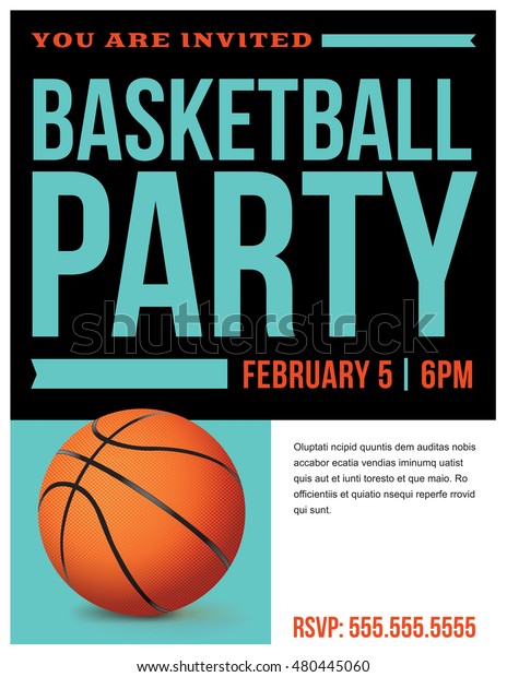 Flyer Basketball Party Invitation Template Vector Stock Vector Royalty Free 480445060