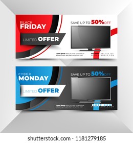Flyer for black friday and cyber monday in modern style