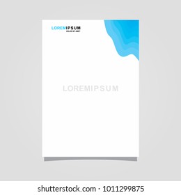 Flyer, Brochure, A4, Poster, Annual, Resume Modern Business layout  design template with blue geometric and wave vector on blank background paper in size a4 print