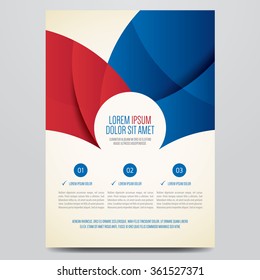 Flyer, brochure, annual report, magazine cover vector template. Modern red and blue corporate design.