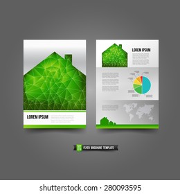 Flyer Brochure background templated ecology concept green polygon element vector illustration