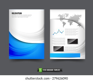Flyer Brochure background templated  light blue curve and wave element vector illustration