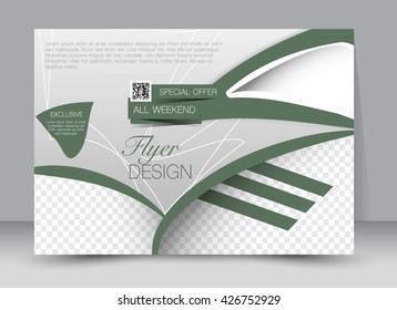 Flyer, brochure, billboard, magazine cover template design landscape orientation for education, presentation, website. Green color. Editable vector illustration.