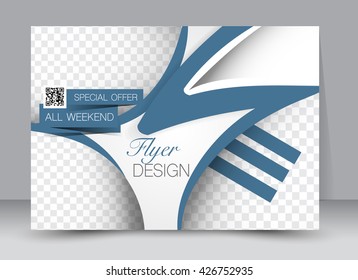 Flyer, brochure, billboard, magazine cover template design landscape orientation for education, presentation, website. Blue color. Editable vector illustration.