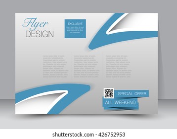 Flyer, brochure, billboard, magazine cover template design landscape orientation for education, presentation, website. Blue color. Editable vector illustration.