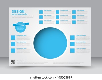 Flyer, brochure, billboard, magazine cover template design landscape orientation for education, presentation, website. Blue color. Editable vector illustration.