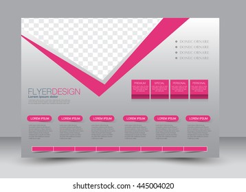 Flyer, brochure, billboard, magazine cover template design landscape orientation for education, presentation, website. Pink color. Editable vector illustration.