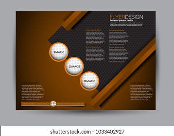 Flyer, brochure, billboard template design landscape orientation for education, presentation, website.  Brown and black color. Editable vector illustration.