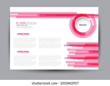 Flyer, brochure, billboard template design landscape orientation for education, presentation, website.  Pink color. Editable vector illustration.
