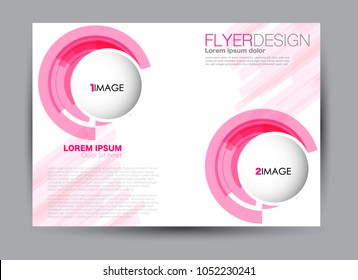 Flyer, brochure, billboard template design landscape orientation for education, presentation, website. Pink color. Editable vector illustration.