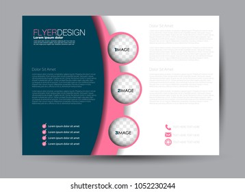Flyer, brochure, billboard template design landscape orientation for education, presentation, website. Blue and pink color. Editable vector illustration.