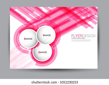 Flyer, brochure, billboard template design landscape orientation for education, presentation, website. Pink color. Editable vector illustration.