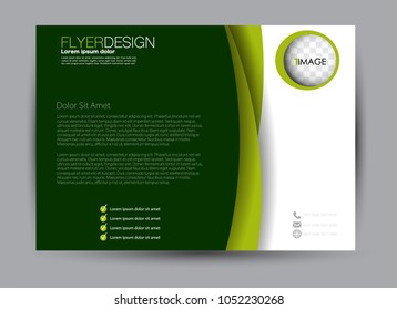 Flyer, brochure, billboard template design landscape orientation for education, presentation, website.  Green color. Editable vector illustration.