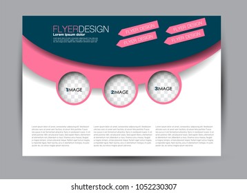 Flyer, brochure, billboard template design landscape orientation for education, presentation, website. Blue and pink color. Editable vector illustration.