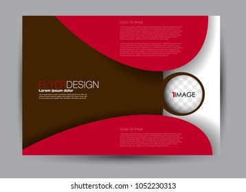 Flyer, brochure, billboard template design landscape orientation for education, presentation, website. Red and brown color. Editable vector illustration.