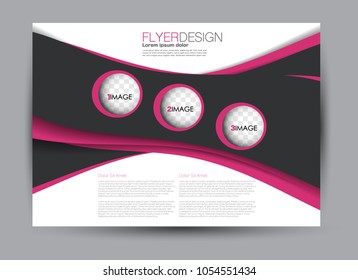 Flyer, brochure, billboard template design landscape orientation for education, presentation, website. Black and pink color. Editable vector illustration.