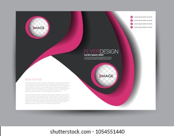 Flyer, brochure, billboard template design landscape orientation for education, presentation, website. Black and pink color. Editable vector illustration.