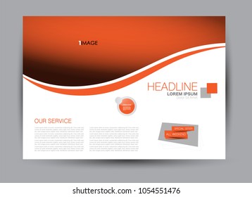 Flyer, brochure, billboard template design landscape orientation for education, presentation, website. Orange color. Editable vector illustration.