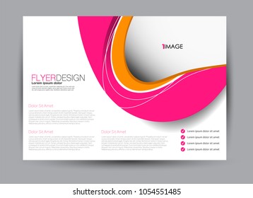 Flyer, brochure, billboard template design landscape orientation for education, presentation, website. Pink and orange color. Editable vector illustration.