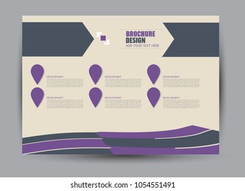 Flyer, brochure, billboard template design landscape orientation for education, presentation, website. Purple color. Editable vector illustration.