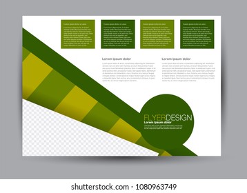 Flyer, brochure, billboard template design landscape orientation for business, education, school, presentation, website. Green color. Editable vector illustration.