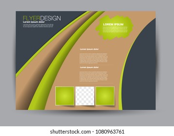 Flyer, brochure, billboard template design landscape orientation for business, education, school, presentation, website. Green and brown color. Editable vector illustration.