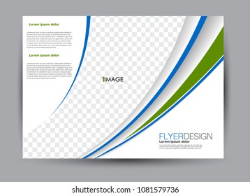 Flyer, brochure, billboard template design landscape orientation for business, education, school, presentation, website. Blue and green color. Editable vector illustration.