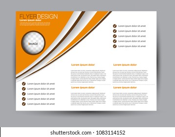 Flyer, brochure, billboard template design landscape orientation for business, education, school, presentation, website. Orange color. Editable vector illustration.