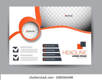 Flyer, brochure, billboard template design landscape orientation for business, education, school, presentation, website. Orange color. Editable vector illustration.