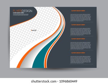 Flyer, brochure, billboard template design landscape orientation for business, education, school, presentation, website. Green, orange, and grey color. Editable vector illustration.
