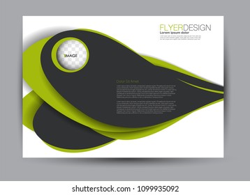 Flyer, brochure, billboard template design landscape orientation for business, education, school, presentation, website. Green and black color. Editable vector illustration.