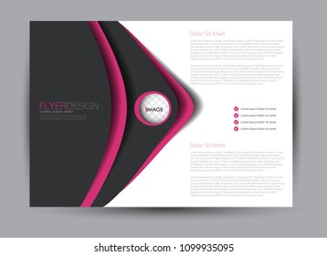Flyer, brochure, billboard template design landscape orientation for business, education, school, presentation, website. Pink and black color. Editable vector illustration.