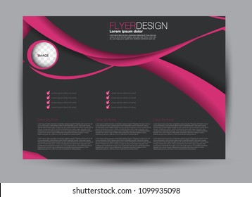 Flyer, brochure, billboard template design landscape orientation for business, education, school, presentation, website. Pink and black color. Editable vector illustration.