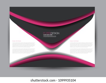 Flyer, brochure, billboard template design landscape orientation for business, education, school, presentation, website. Pink and black color. Editable vector illustration.