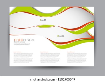 Flyer, brochure, billboard template design landscape orientation for business, education, school, presentation, website. Green and orange color. Editable vector illustration.