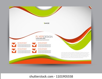Flyer, brochure, billboard template design landscape orientation for business, education, school, presentation, website. Green and orange color. Editable vector illustration.