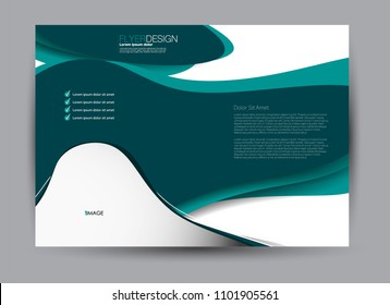 Flyer, brochure, billboard template design landscape orientation for business, education, school, presentation, website. Green color. Editable vector illustration.