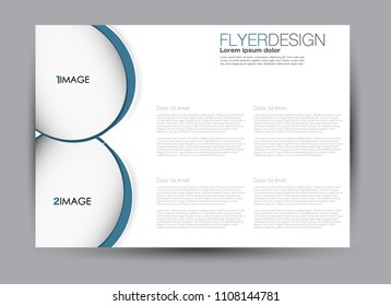 Flyer, brochure, billboard template design landscape orientation for business, education, school, presentation, website. Blue color. Editable vector illustration.