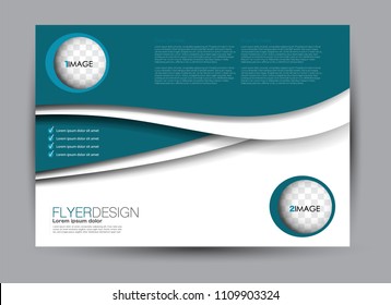 Flyer, brochure, billboard template design landscape orientation for business, education, school, presentation, website. Blue color. Editable vector illustration.