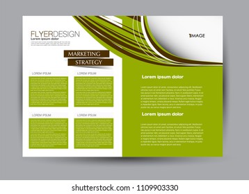 Flyer, brochure, billboard template design landscape orientation for business, education, school, presentation, website. Green color. Editable vector illustration.