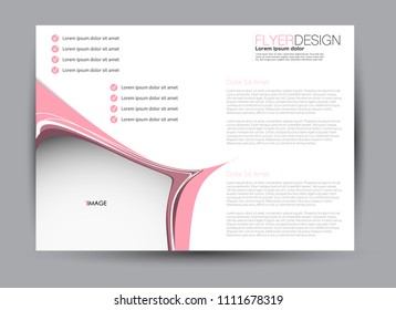 Flyer, brochure, billboard template design landscape orientation for business, education, school, presentation, website. Pink color. Editable vector illustration.