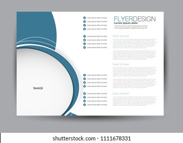 Flyer, brochure, billboard template design landscape orientation for business, education, school, presentation, website. Blue color. Editable vector illustration.