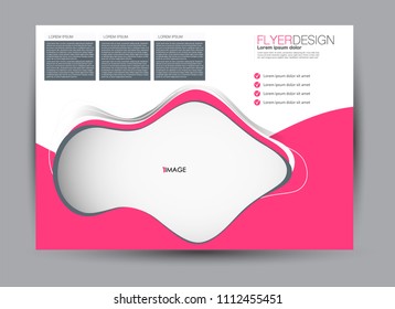 Flyer, brochure, billboard template design landscape orientation for business, education, school, presentation, website. Pink color. Editable vector illustration.